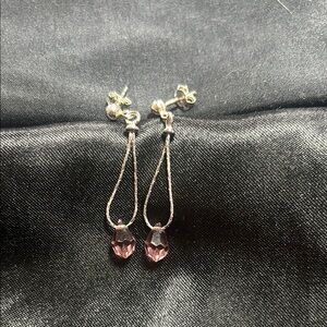 Elegant Silver and Purple Drop Earrings